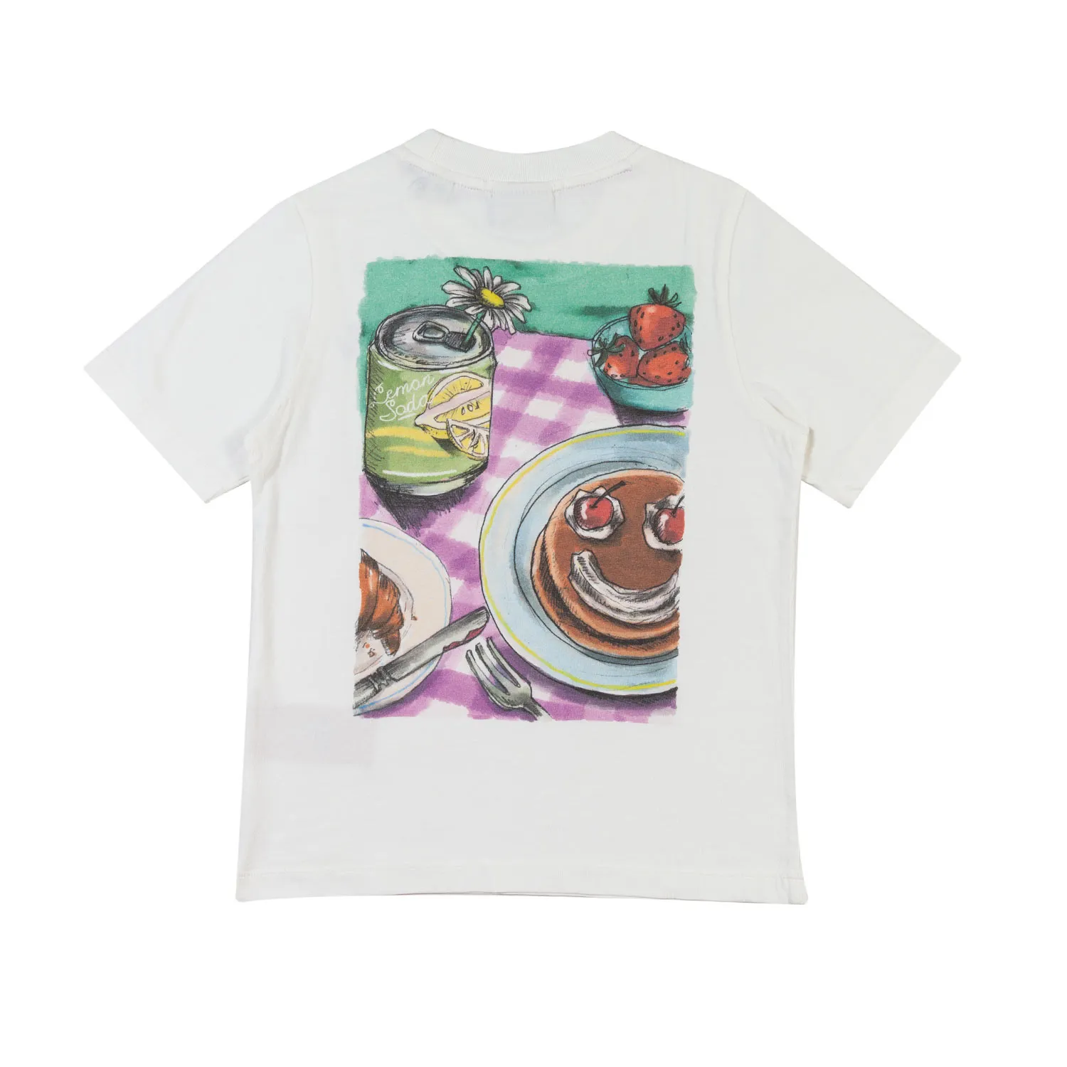 T-Shirt Bianca Con Stampe Viola E Multicolor