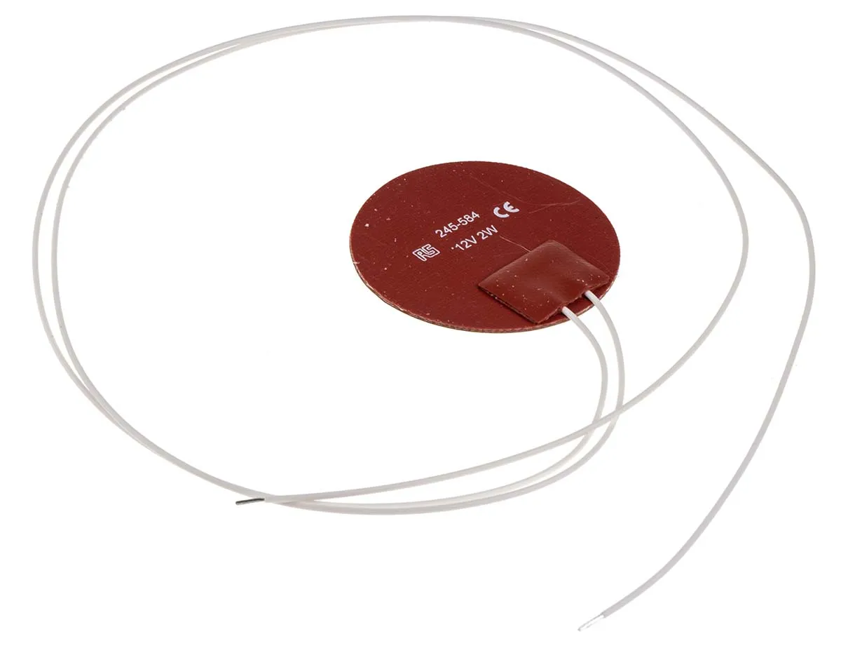 Tappetino riscaldante in silicone RS PRO, 12 V cc, 2 W, Ø 50mm, +200°C