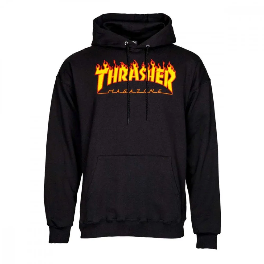 THRASHER FELPA CON CAPPUCCIO FLAME LOGO
