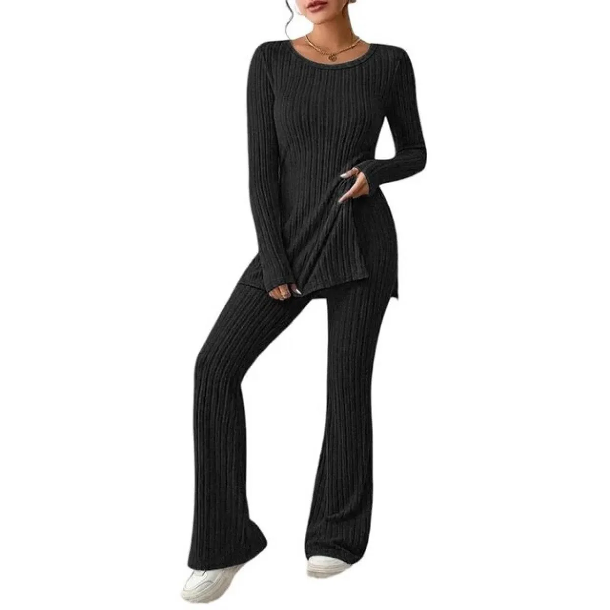 Top + Pantaloni Set per le donne Completo a 2 pezzi 2023 Autunno Inverno Abbigliamento Elegante camicia a maniche lunghe femmini