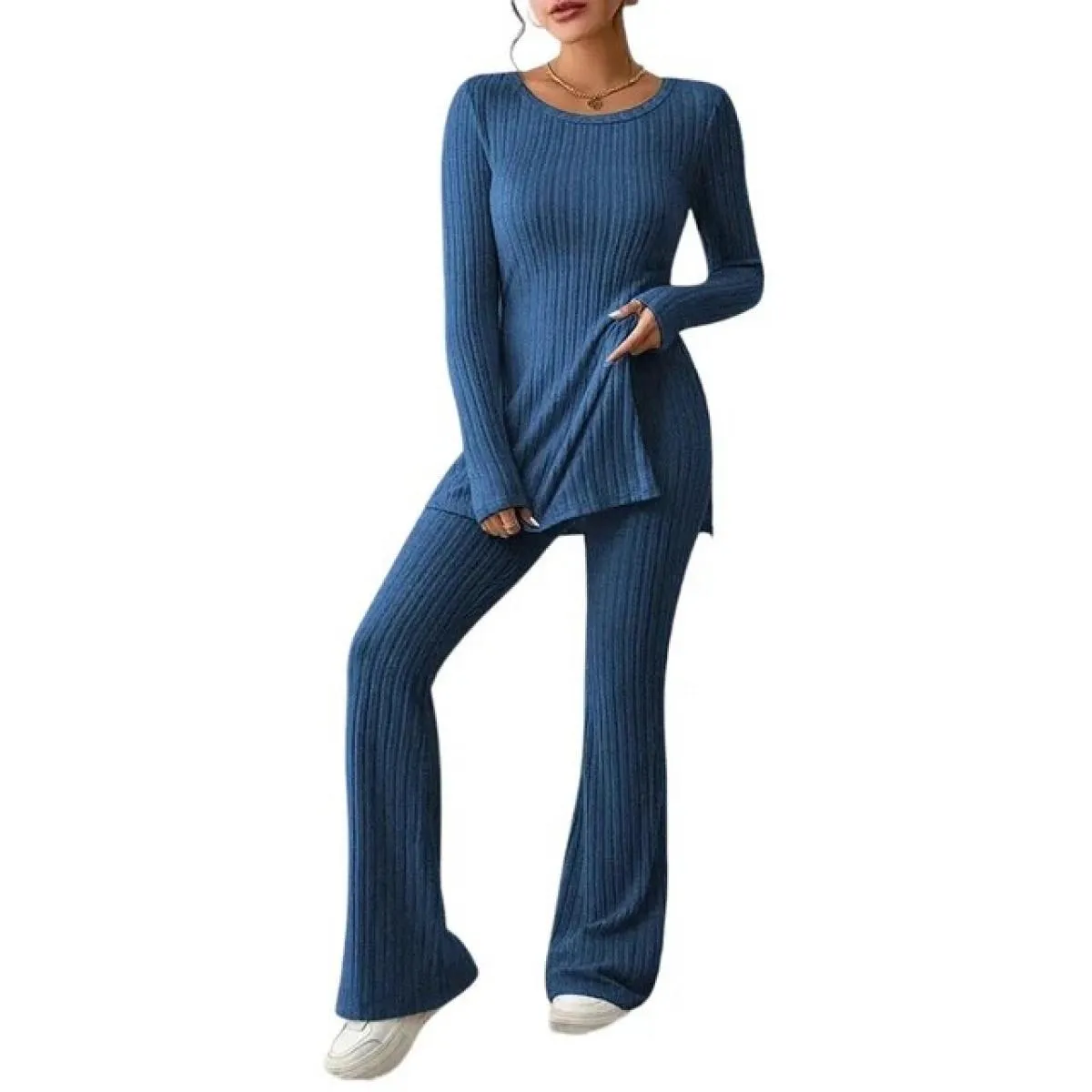 Top + Pantaloni Set per le donne Completo a 2 pezzi 2023 Autunno Inverno Abbigliamento Elegante camicia a maniche lunghe femmini