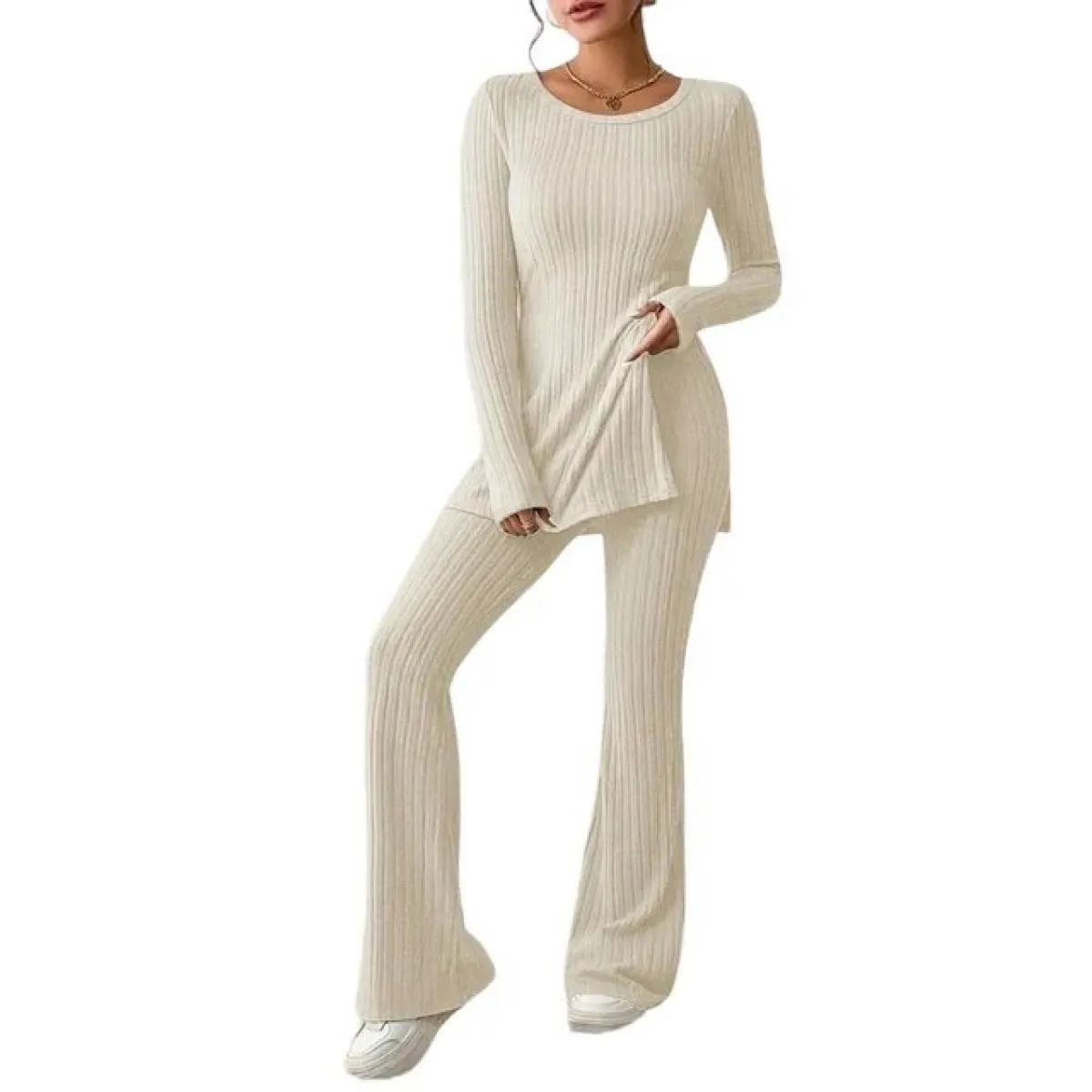 Top + Pantaloni Set per le donne Completo a 2 pezzi 2023 Autunno Inverno Abbigliamento Elegante camicia a maniche lunghe femmini