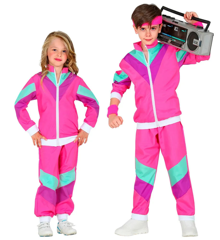 Tuta da jogging anni '80 per bambini rosa