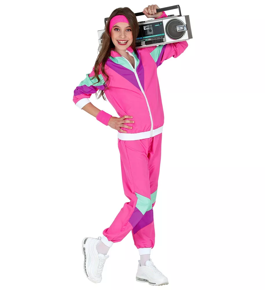 Tuta da jogging anni '80 per bambini rosa