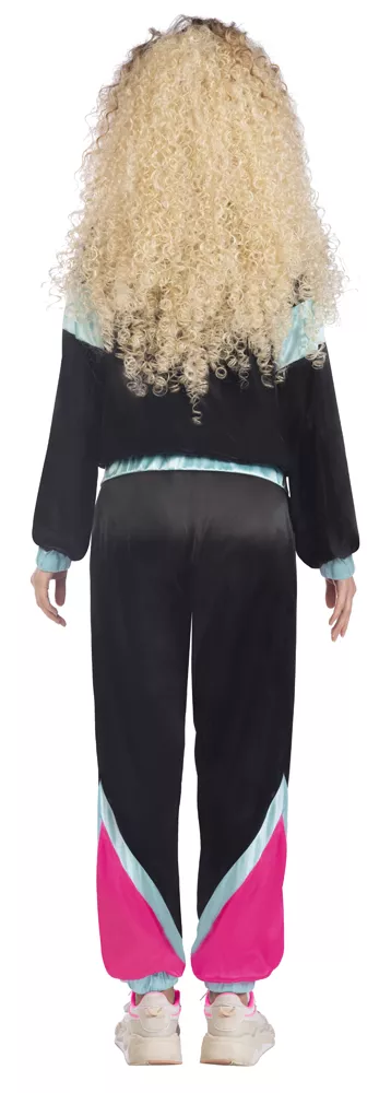 Tuta jogging anni '80 da donna nera e multicolore