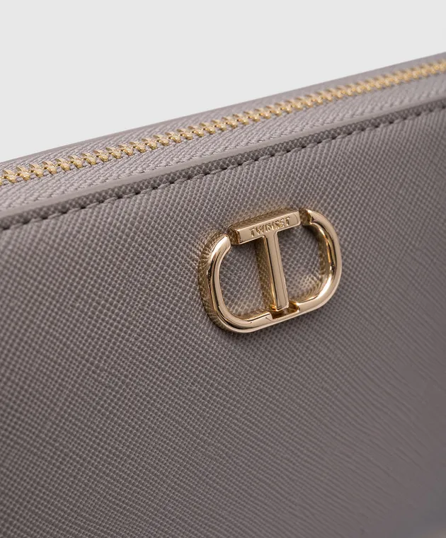 Twinset Portafoglio grigio con logo in metallo 242TH7020
