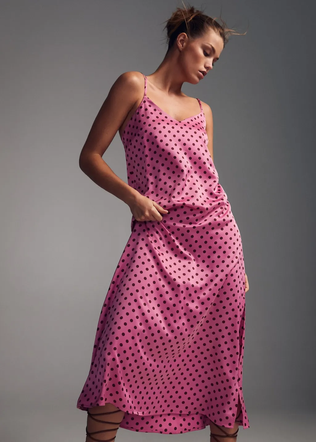 Vestito satinato pois