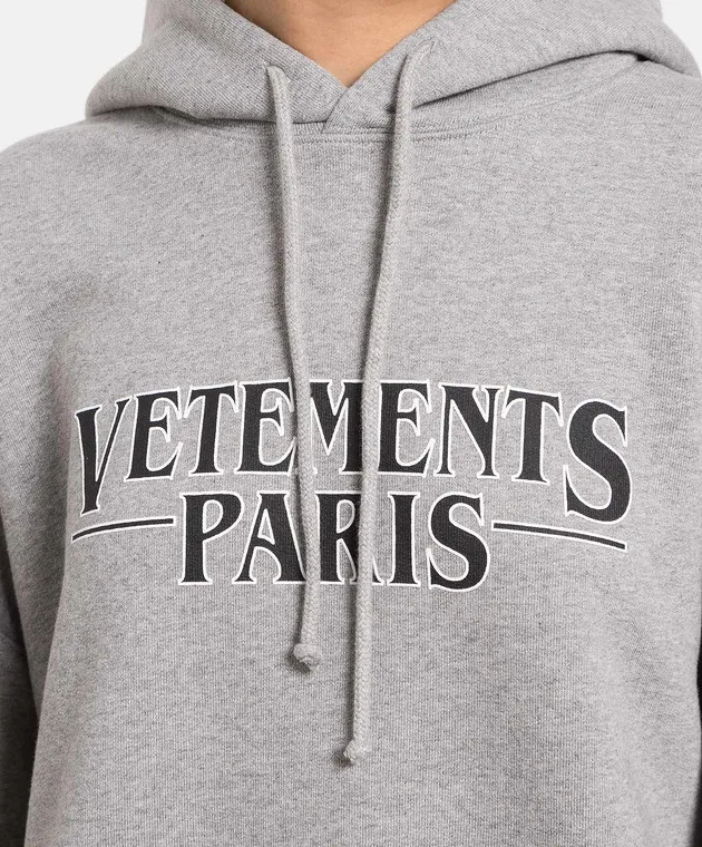 Vetements Felpa grigia con cappuccio e stampa logo UE54HD500G