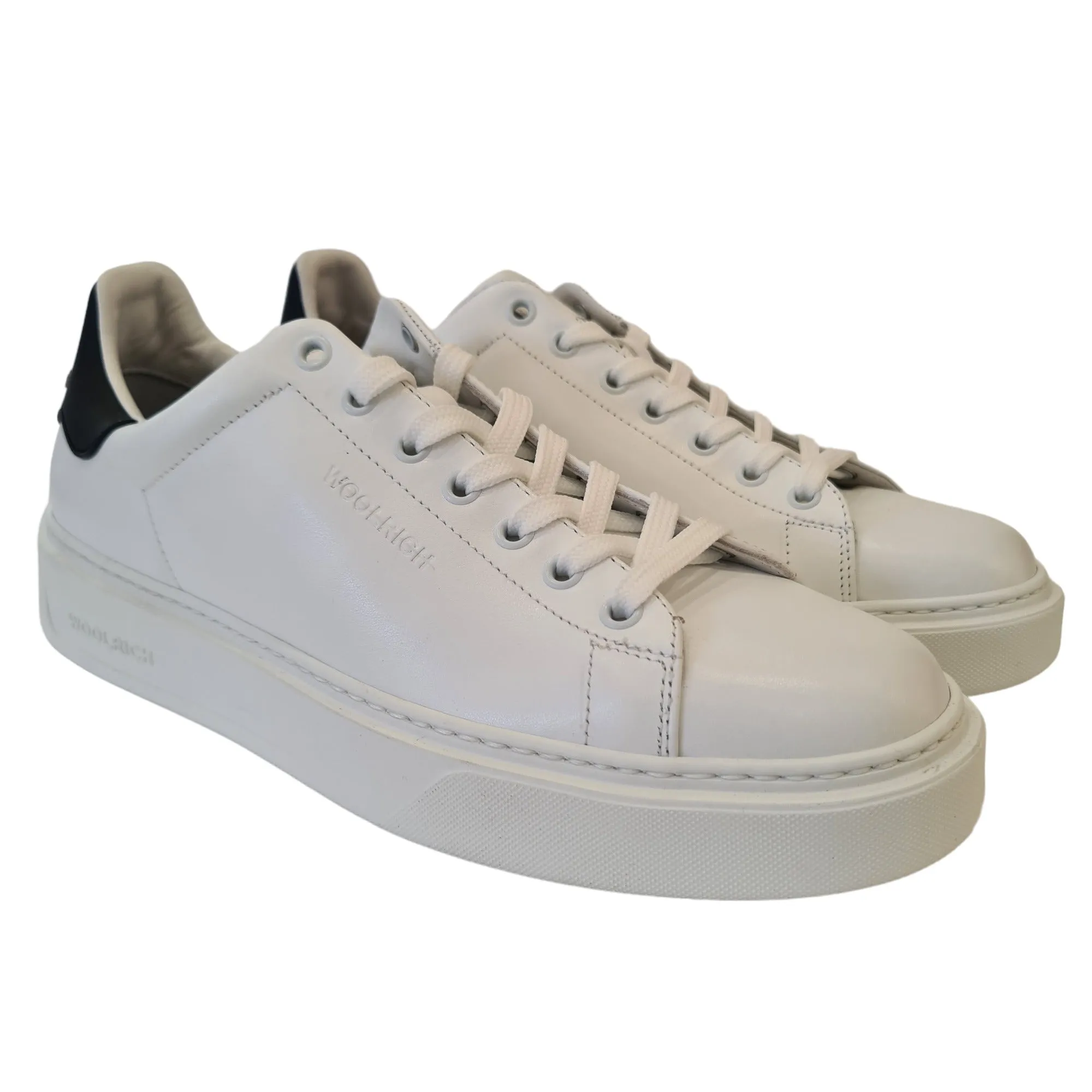 Woolrich Sneakers Uomo Pelle Bianco e Nero fondo gomma rif.26