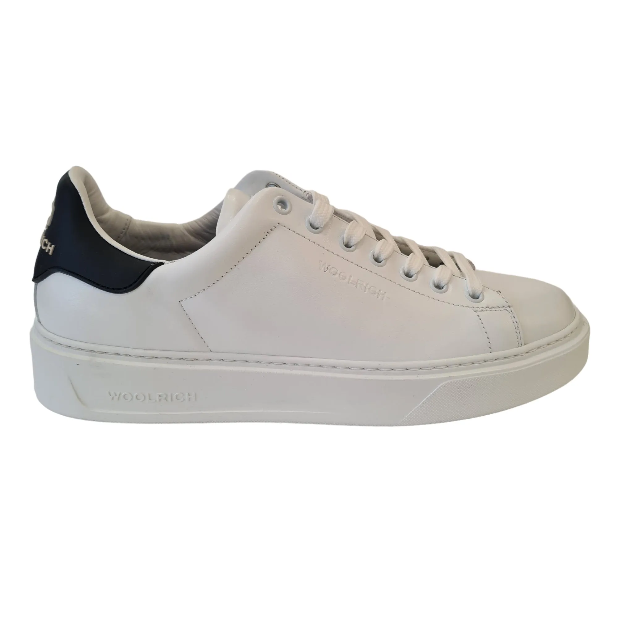 Woolrich Sneakers Uomo Pelle Bianco e Nero fondo gomma rif.26