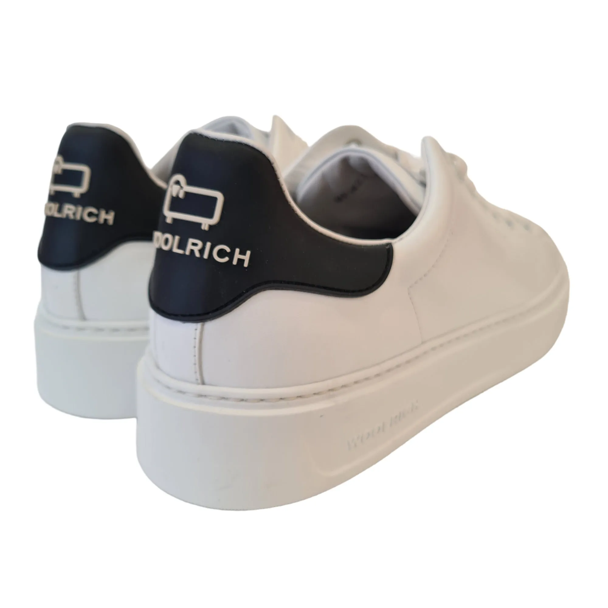 Woolrich Sneakers Uomo Pelle Bianco e Nero fondo gomma rif.26