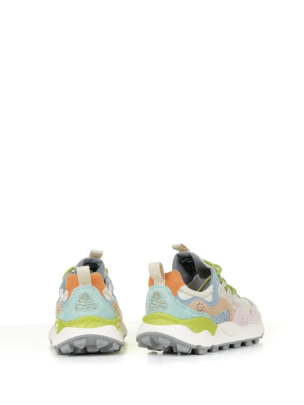Yamano pink beige sneakers in suede and nylon