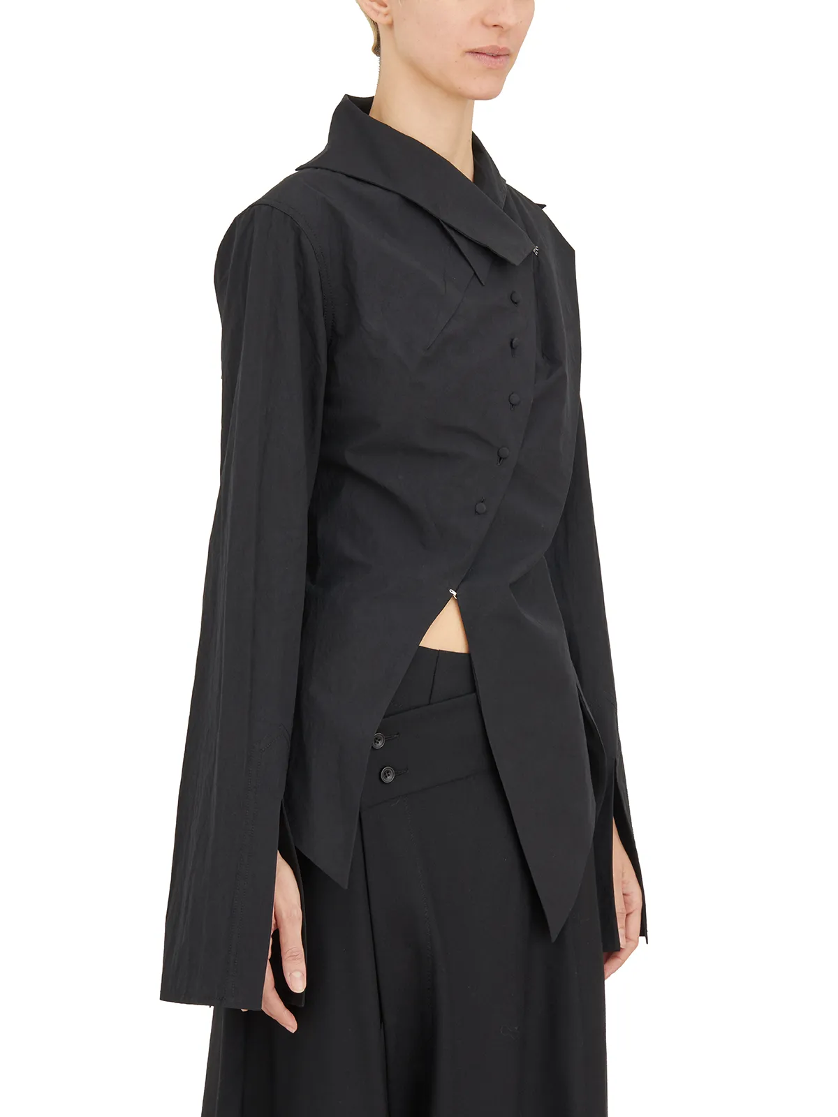 YEHUAFAN  CAMICIA ASIMMETRICA IN COTONE 