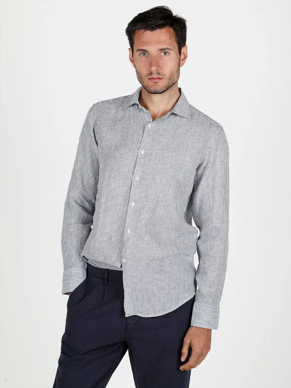 Y.Two Chemise homme en lin à motif rayé